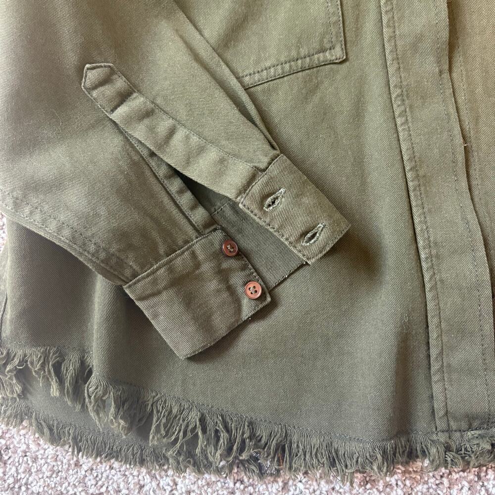 Anthropologie Beautiful Stories Embroidered Olive Jacket M Boho Metal Mirror - Picture 5 of 11